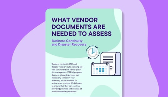 vendor documents needed assess business continuity disaster recovery